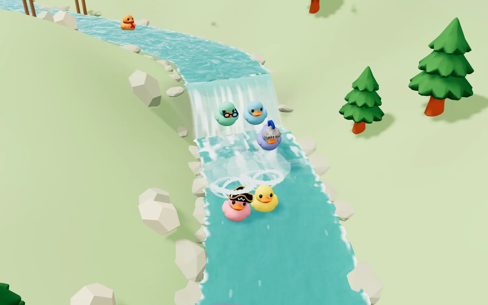 Duck Rush 小鸭穿过瀑布的真实比赛画面
